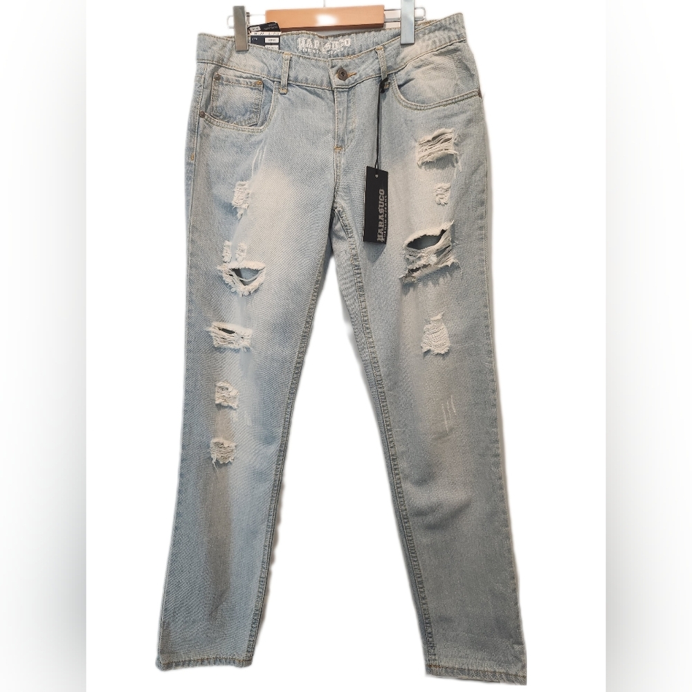 W30 L31 1/2 Boyfriend Distressed Parasuco Jeans Light Blue